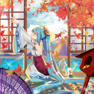 Hatsune Miku autumn wallpaper