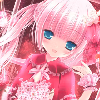 Aesthetic pink anime PFP wallpaper
