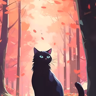 Black cat drawing wallpaper