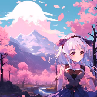 Aesthetic pink anime PFP wallpaper