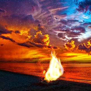 Camp fire 4k wallpaper