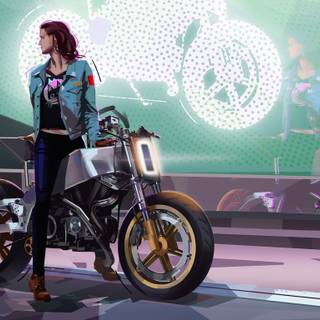 Bike girl HD laptop wallpaper