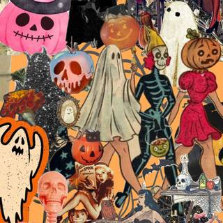 Halloween cartoon vintage wallpaper