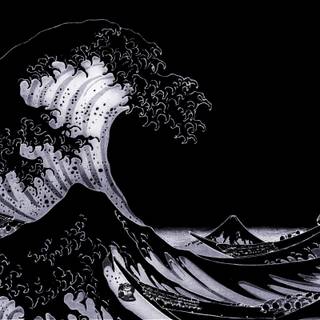 Black and white waves wallpaper