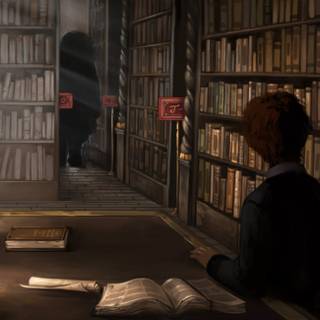 Harry Potter library wallpaper
