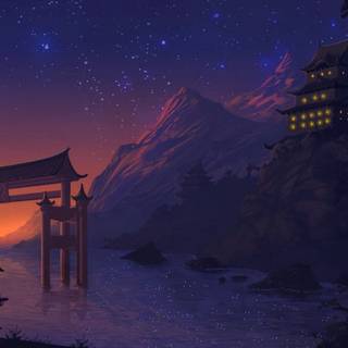 Black and purple anime sky wallpaper