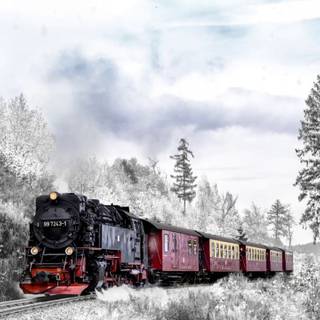 Winter trains wallpaper
