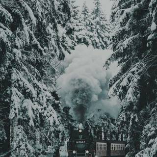 Winter trains wallpaper