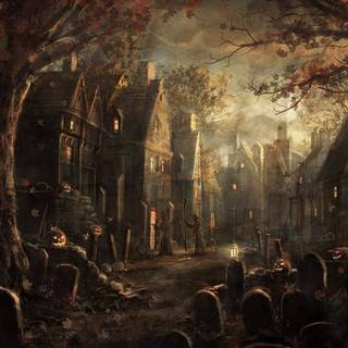 Halloween graveyard PC wallpaper