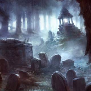 Halloween graveyard PC wallpaper