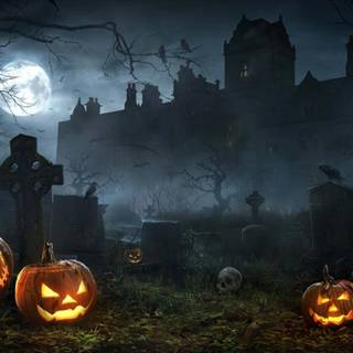 Halloween graveyard PC wallpaper