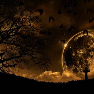 Halloween graveyard PC wallpaper