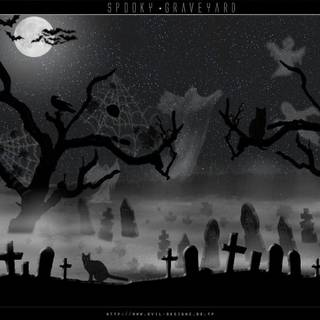Halloween graveyard PC wallpaper