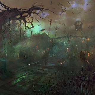 Halloween graveyard PC wallpaper