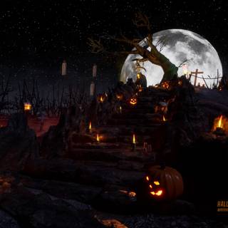 Halloween graveyard PC wallpaper