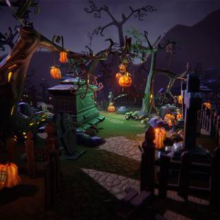 Halloween graveyard PC wallpaper