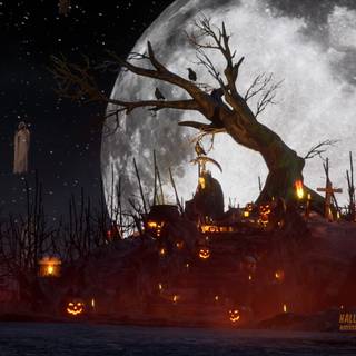Halloween graveyard PC wallpaper