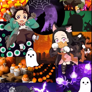 Demon Slayer Halloween phone wallpaper