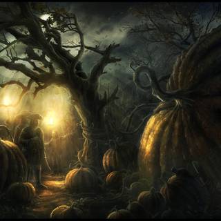 Dark forest Halloween wallpaper