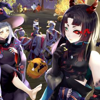 Demon Slayer Halloween phone wallpaper