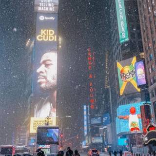 Time Square winter wallpaper