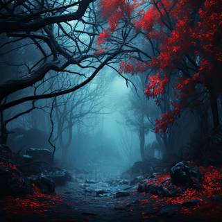 Dark forest Halloween wallpaper