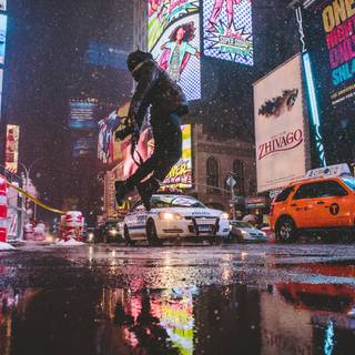 Time Square winter wallpaper