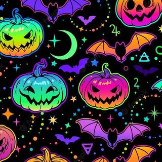 Halloween aesthetic neon wallpaper