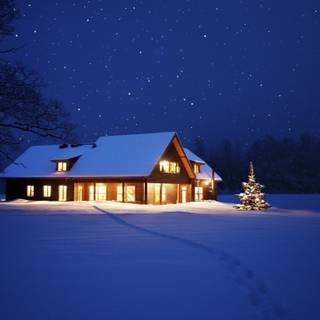 Winter cabin HD wallpaper