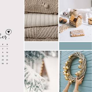 Moodboard winter Christmas wallpaper