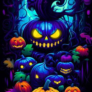 Blue and purple Halloween wallpaper