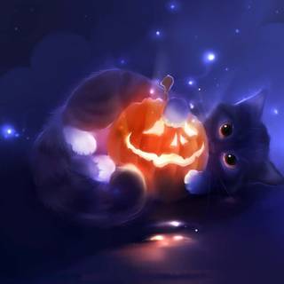 Blue and purple Halloween wallpaper