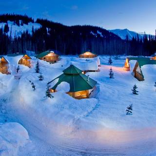 Winter cabin HD wallpaper