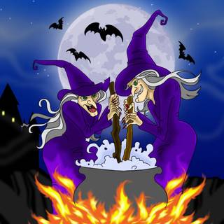 Blue and purple Halloween wallpaper