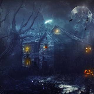 Blue and purple Halloween wallpaper