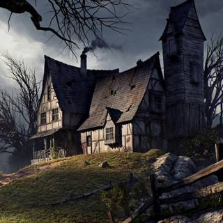 Halloween house iPhone wallpaper