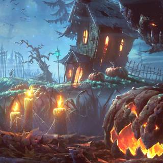 Halloween house iPhone wallpaper