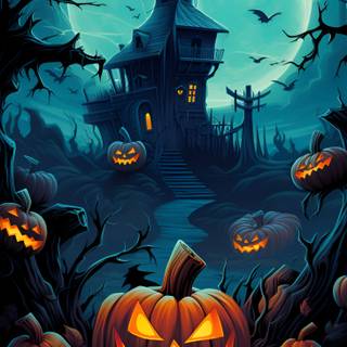 Halloween house iPhone wallpaper