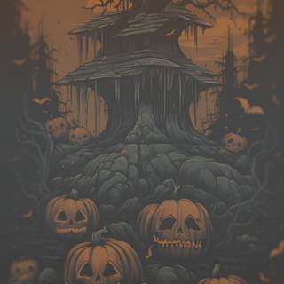 Halloween house iPhone wallpaper