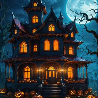 Halloween house iPhone wallpaper