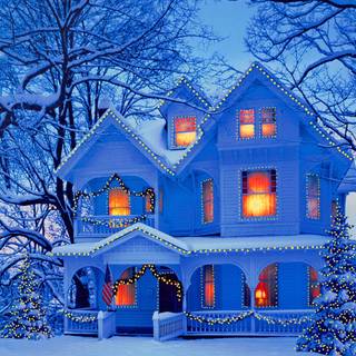 Winter snow house wallpaper