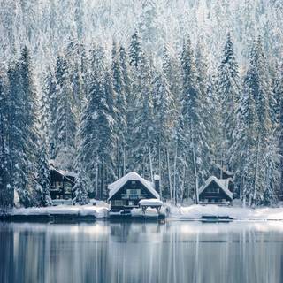 Winter snow house wallpaper