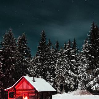Winter snow house wallpaper
