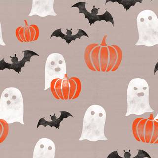 Halloween ghost and pumpkin wallpaper