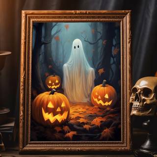 Halloween ghost and pumpkin wallpaper