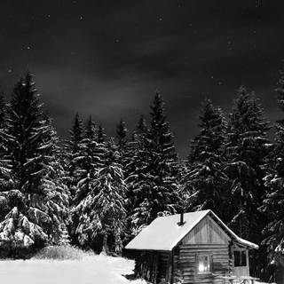 Winter snow house wallpaper