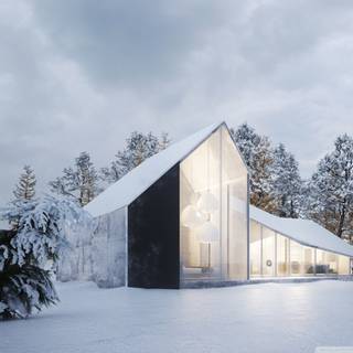 Winter snow house wallpaper