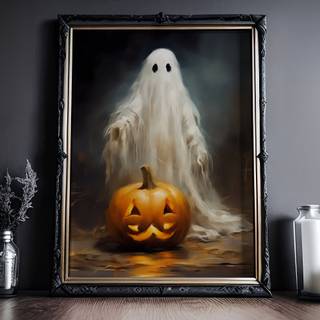 Halloween ghost and pumpkin wallpaper