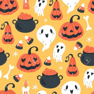Halloween ghost and pumpkin wallpaper