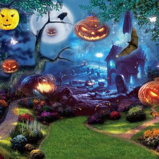 Halloween ghost and pumpkin wallpaper